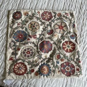 Square Embroidered Throw Pillow Cover